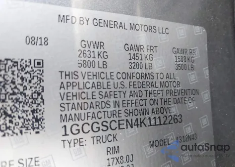 2019 Chevrolet Colorado Lt z USA, uszkodzony, nr VIN 1GCGSCEN4K1112263